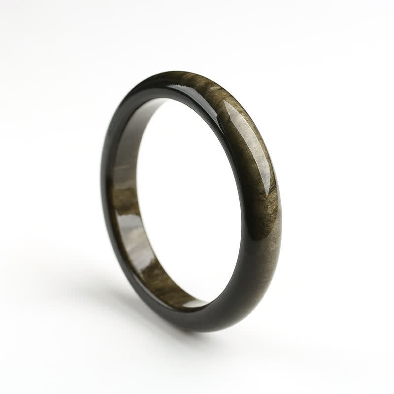KarmaRipple's Gold Sheen Obsidian Silver Sheen Obsidian Protection Bracelet Bangle p36