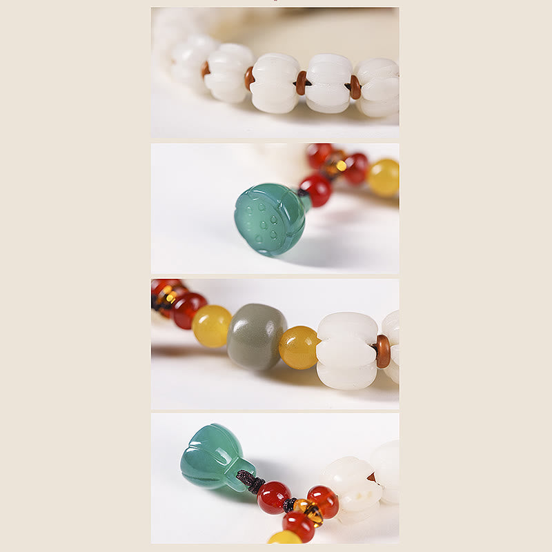 KarmaRipple's Authentic Bodhi Seed Red Agate Bodhi Calm Balance Engraved Pumpkin Bead Lotus Bracelet p9