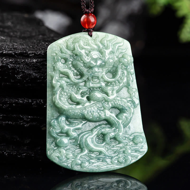 KarmaRipple's Authentic Jade Chinese Zodiac Dragon Sea Fortune String Pendant Necklace p2