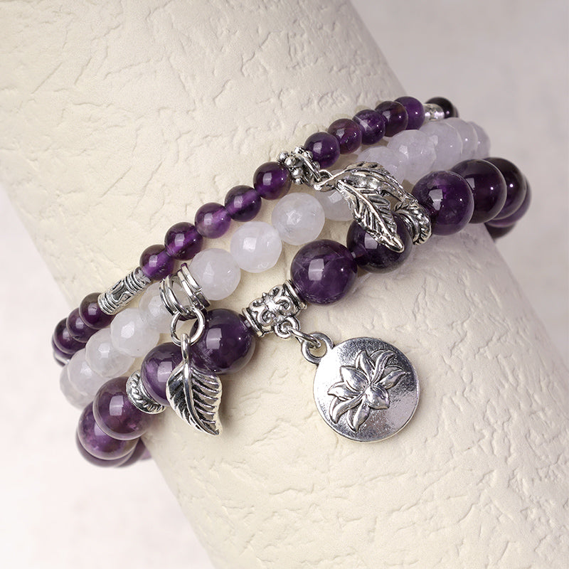 KarmaRipple's 3PCS Authentic Quartz Gemstone Beaded Balancing Energy Lotus Bracelet p11