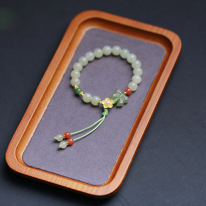 KarmaRipple's 925 Sterling Silver Jade Fortune Flower Butterfly Bracelet p10