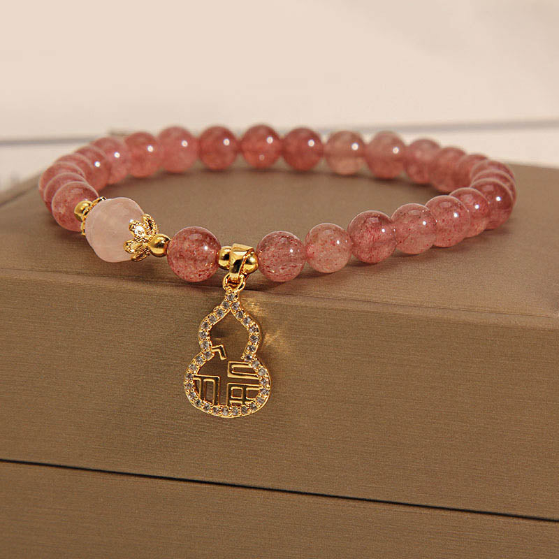 KarmaRipple's Strawberry Quartz Gourd Fu Character Talisman Positive Bracelet p14