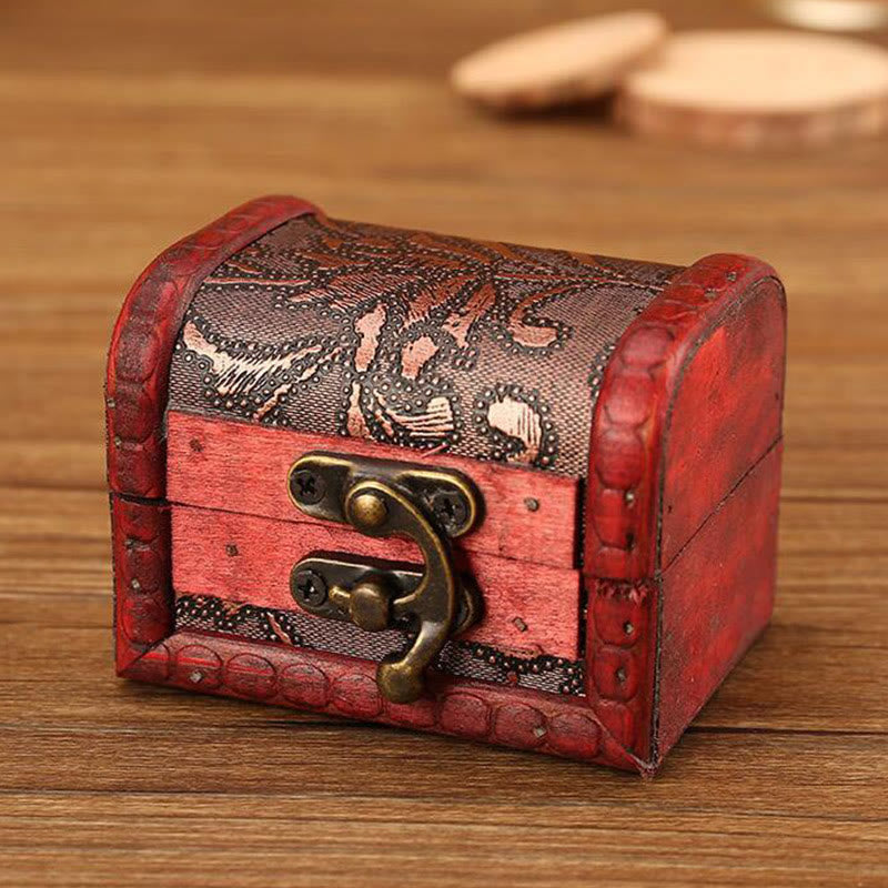KarmaRipple's Retro Small Wood Jewelry Box Lotus Golden Grape Bronze Coin Daffodil Grass Flower Jewelry Storage Box p5