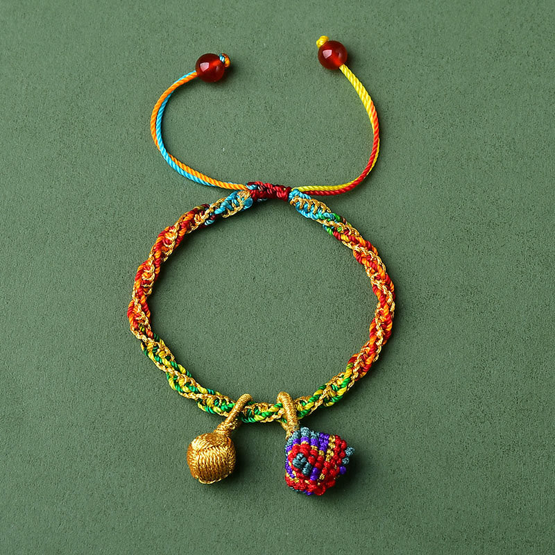KarmaRipple's Colorful Rope Fortune Handmade Zongzi Golden Ball Talisman Bracelet p7