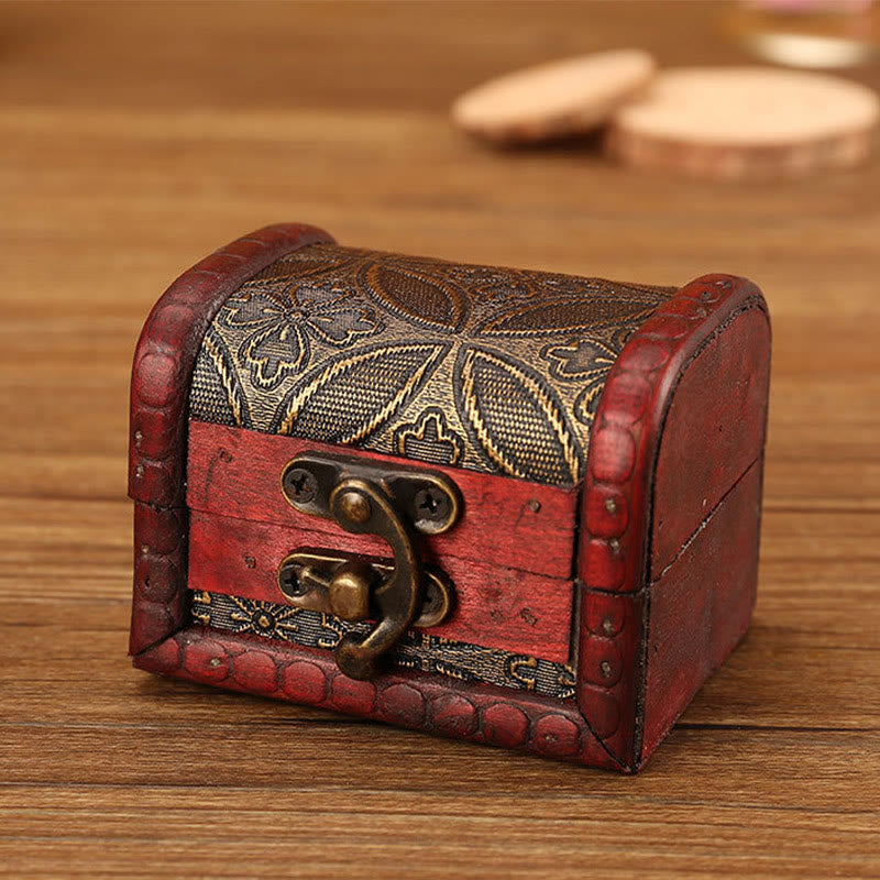 KarmaRipple's Retro Small Wood Jewelry Box Lotus Golden Grape Bronze Coin Daffodil Grass Flower Jewelry Storage Box p3