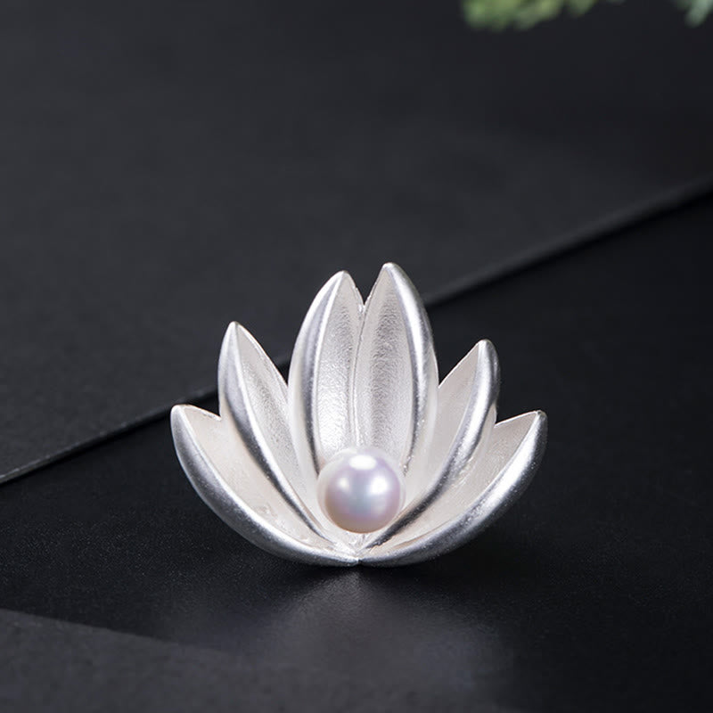KarmaRipple's 925 Sterling Silver Lotus Flower Pearl New Beginning Brooch p3