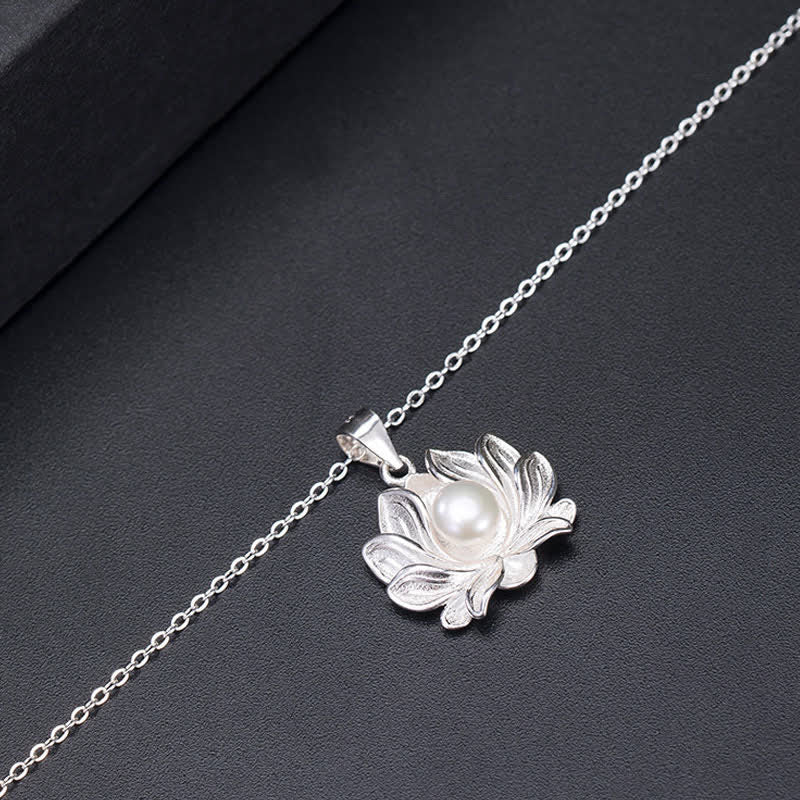 KarmaRipple's 925 Sterling Silver Lotus Flower Pearl Wealth Pendant Necklace p8