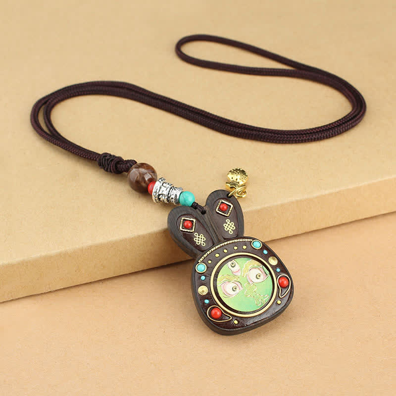 KarmaRipple's Tibet Ebony Five God of Wealth Thangka Pendant Necklace p4