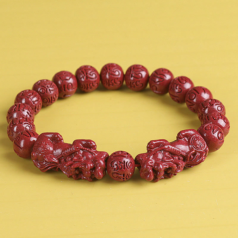 KarmaRipple's Authentic Double PiXiu Cinnabar Om Mani Padme Hum Wealth Fortune Bead Bracelet p2