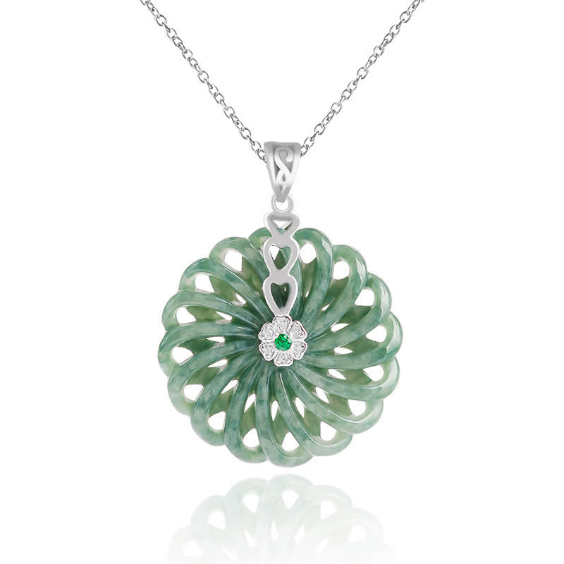 KarmaRipple's 925 Sterling Silver Authentic Round Jade Peace Buckle Abundance Pendant Necklace p6