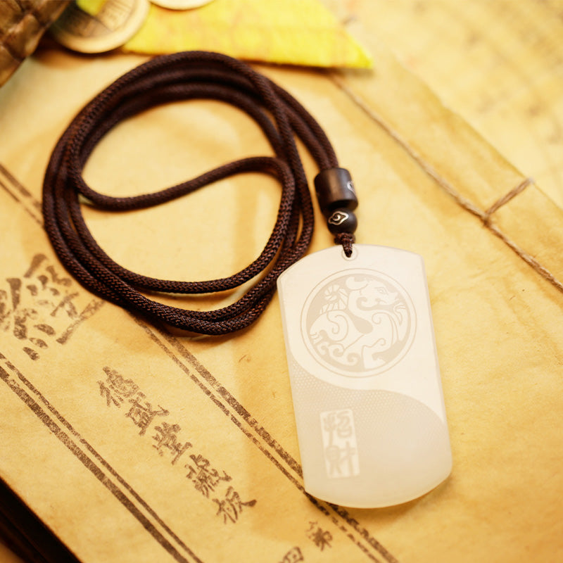 KarmaRipple's Ivory Jade PiXiu Yin Yang Fortune Protection Pendant Necklace p4