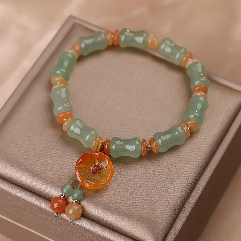 KarmaRipple's Authentic Jade Bamboo Flower Pattern Fortune Bracelet p7