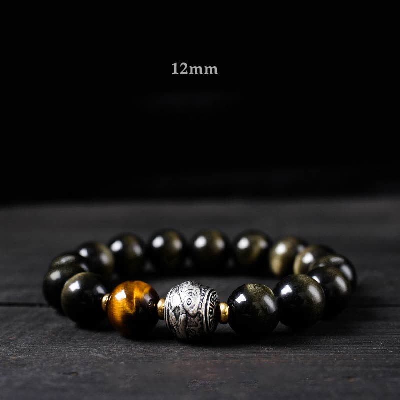 KarmaRipple's To Experience a Reversal of Fortune Rainbow Obsidian Gold Sheen Obsidian Protection Bracelet p4