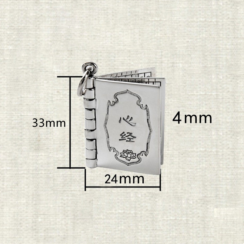 KarmaRipple's 990 Sterling Silver Heart Sutra Great Compassion Shurangama Mantra Lotus Vajra Peace Pendant Necklace p14