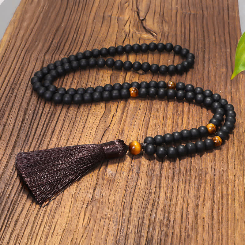 KarmaRipple's 108 Mala Beadwork Frosted Stone Tiger Eye Balance Bracelet Pendant Necklace p13