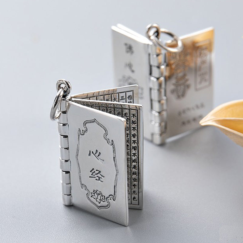 KarmaRipple's 990 Sterling Silver Heart Sutra Great Compassion Shurangama Mantra Lotus Vajra Peace Pendant Necklace p6