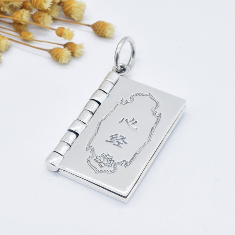 KarmaRipple's 990 Sterling Silver Heart Sutra Great Compassion Shurangama Mantra Lotus Vajra Peace Pendant Necklace p18