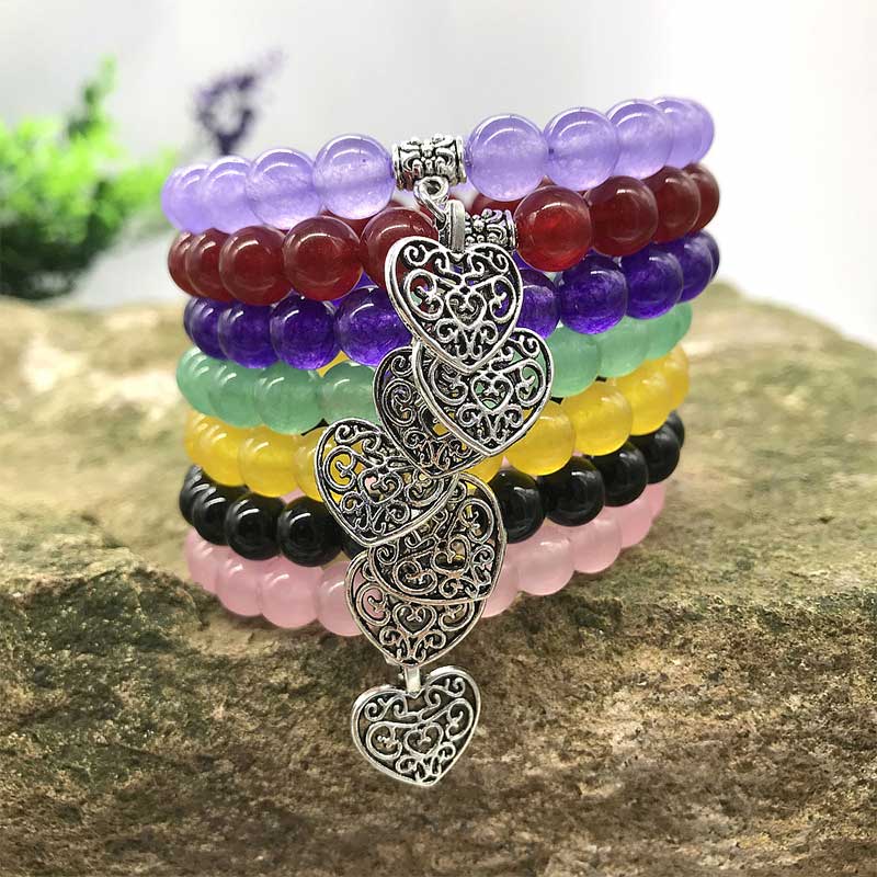 KarmaRipple's Authentic Gemstone Fortunate Love Heart Talisman Stretch Bracelet p10