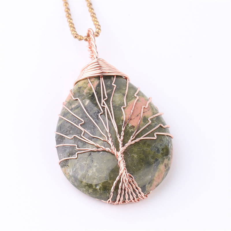 KarmaRipple's Authentic Quartz Gemstone Tree Of Life Balancing Energy Pendant Necklace p49