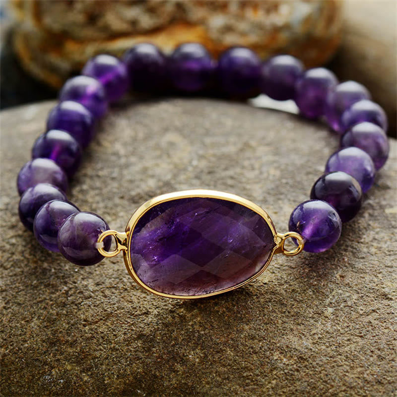 KarmaRipple's Authentic Amethyst Gemstone Balance Marquise Pattern Bracelet p2
