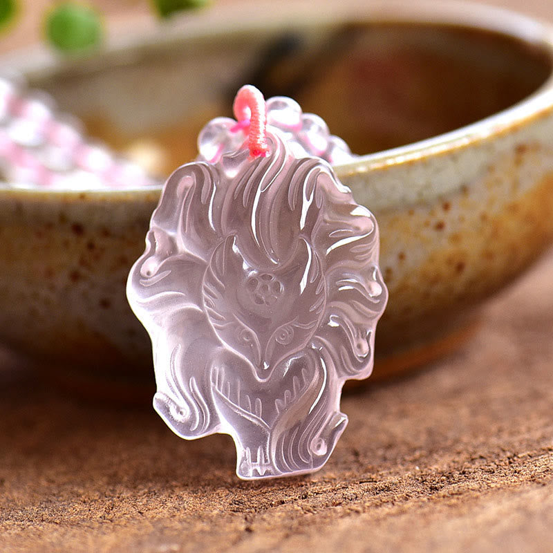 KarmaRipple's Authentic Pink Gemstone Nine Tailed Fox Love Pendant Necklace p9