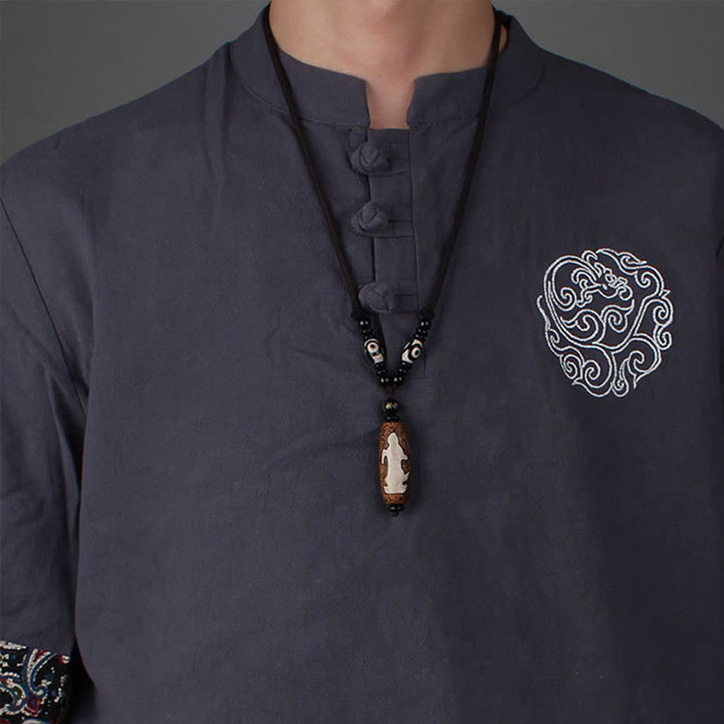 KarmaRipple's Tibet Om Mani Padme Hum Dzi Bead Avalokitesvara Pattern Wealth Pendant Necklace p9