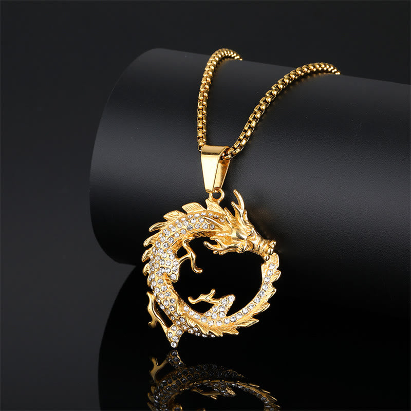 KarmaRipple's Chinese Zodiac Dragon Pattern Success Pendant Necklace p2