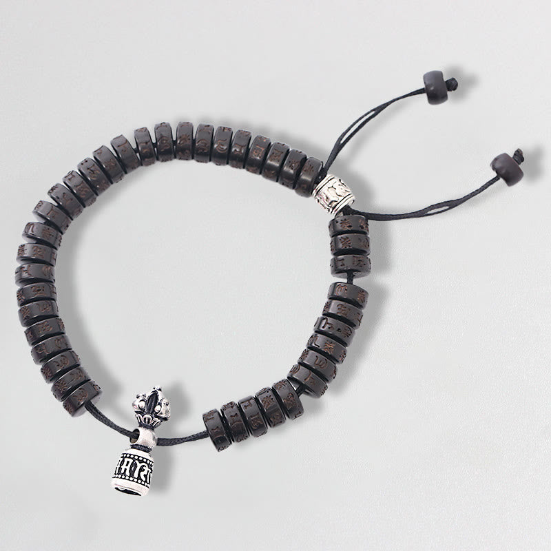 KarmaRipple's Tibet Coconut Shell Carved Om Mani Padme Hum Dorje Vajra Bell Happiness String Bracelet p9