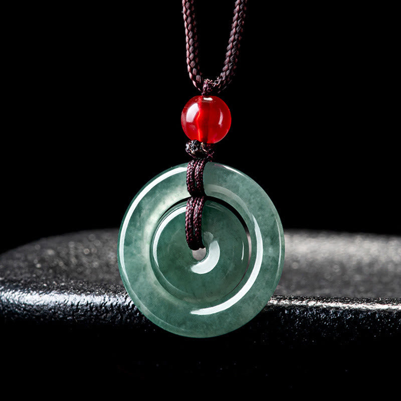 KarmaRipple's Green Jade Double Peace Buckle Abundance Pendant Necklace p8