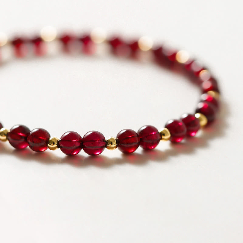 KarmaRipple's 14K Gold Authentic Garnet Cinnabar Flower Calm Bracelet p6