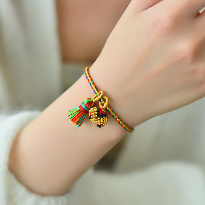 KarmaRipple's Colorful Rope Fortune Handmade Zongzi Golden Ball Talisman Bracelet p19