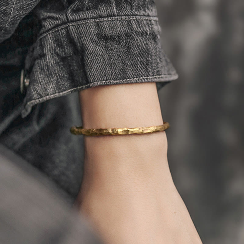 KarmaRipple's Tibetan Bump Texture Bronze Fortune Cuff Bracelet Bangle p9