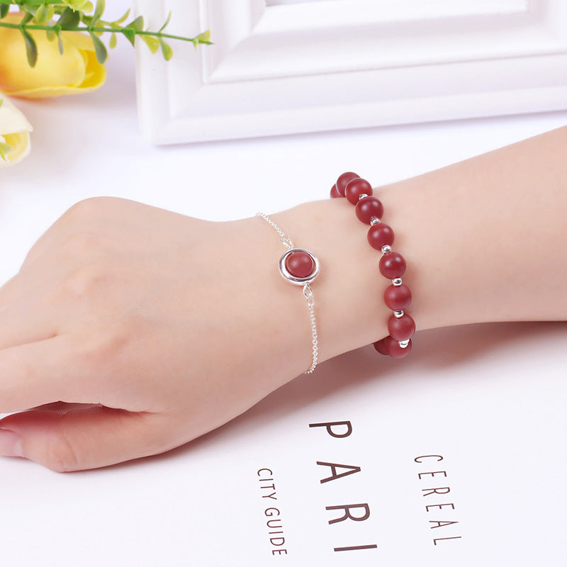KarmaRipple's Sun Stone Strawberry Quartz Gemstone'sitive Bracelet p63