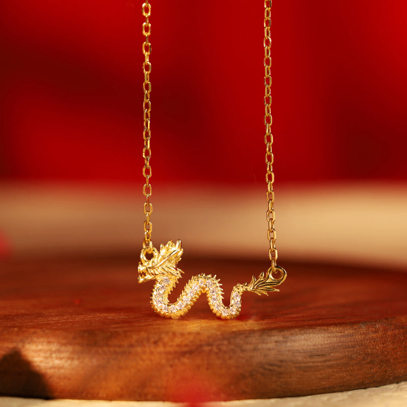 KarmaRipple's 925 Sterling Silver Year Of The Dragon Auspicious Golden Dragon Fortune Chain Pendant Necklace p18