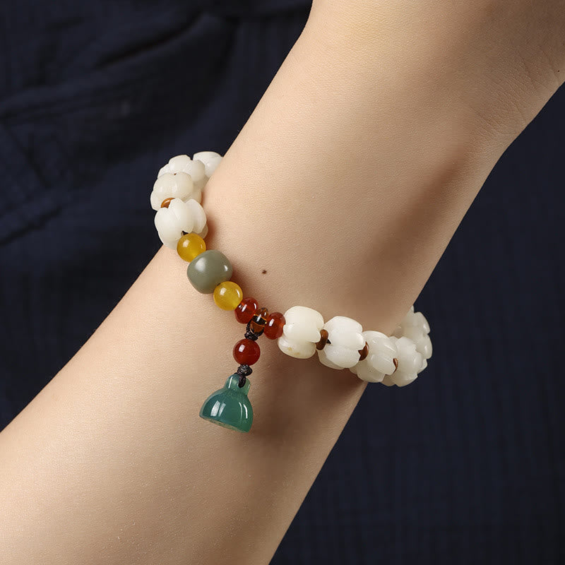 KarmaRipple's Authentic Bodhi Seed Red Agate Bodhi Calm Balance Engraved Pumpkin Bead Lotus Bracelet p5