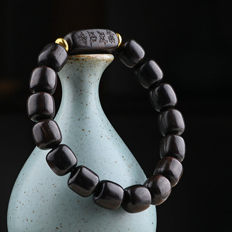 KarmaRipple's Tibetan Ebony Wood Barrel Beadwork Fortunate And Treasure Balance Bracelet p10