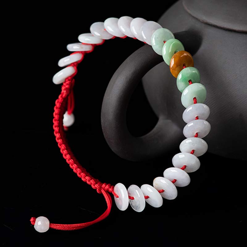 KarmaRipple's Round Jade Fortunate Red String Weave Bracelet p9