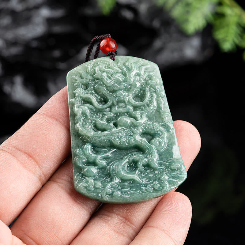 KarmaRipple's Authentic Jade Chinese Zodiac Dragon Sea Fortune String Pendant Necklace p3