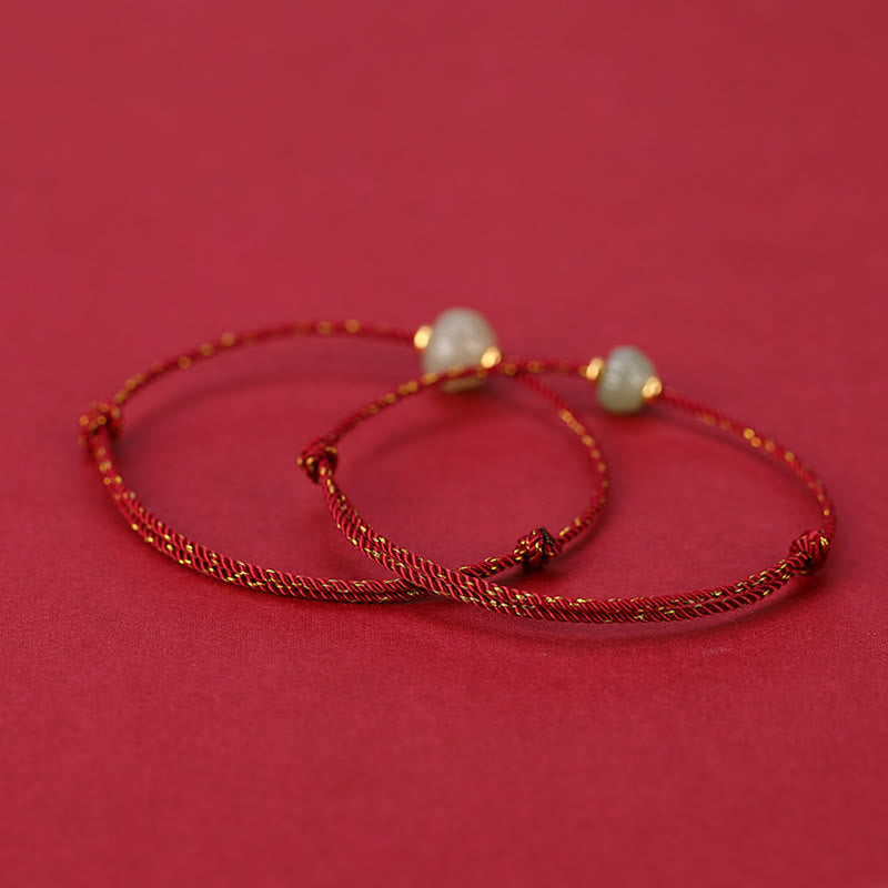 KarmaRipple's 925 Sterling Silver Plated Gold Hetian Jade Lotus Fortune Red String Bracelet p3