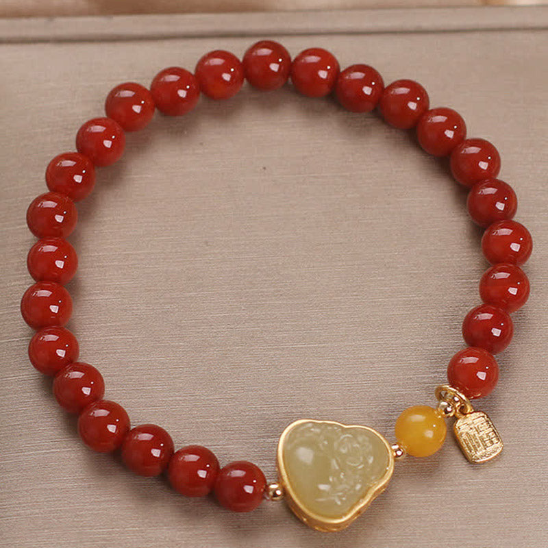 KarmaRipple's Laughing Buddha Red Agate Jade Confidence Bracelet p7