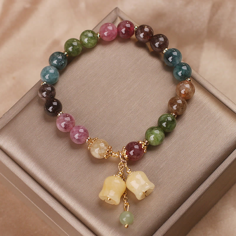 KarmaRipple's Authentic Colorful Tourmaline Flower Bead Love Bracelet p7