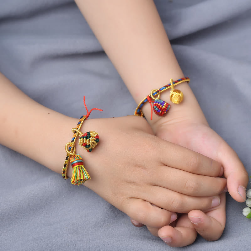 KarmaRipple's Colorful Rope Fortune Handmade Zongzi Golden Ball Talisman Bracelet p20