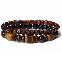 KarmaRipple's Tiger Eye Frosted Stone Hematite Courage Bracelet