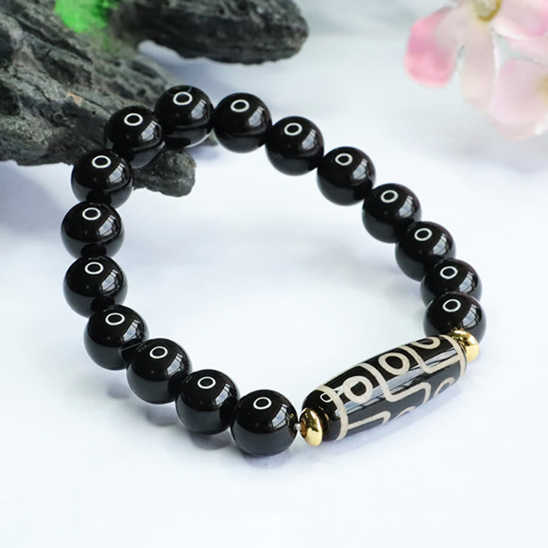 KarmaRipple's Tibetan Nine-Eye Dzi Bead Black Onyx Power Bracelet p3