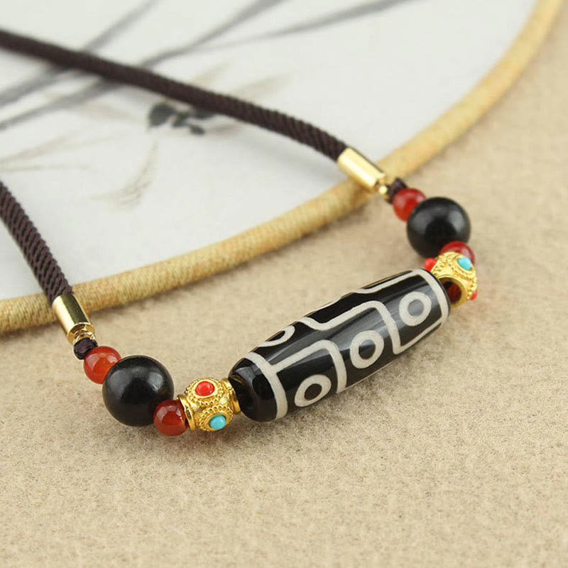 KarmaRipple's Tibetan Nine-Eye Dzi Bead Protection Blessings String Pendant Necklace p5