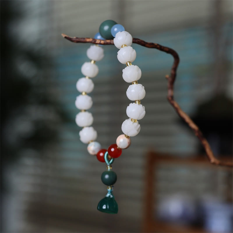 KarmaRipple's Bodhi Seed Lotus Bead Carved Peace Balance Bracelet p5