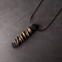 KarmaRipple's Tibet Ebony Wood Bronze Balance Peace Pendant Necklace