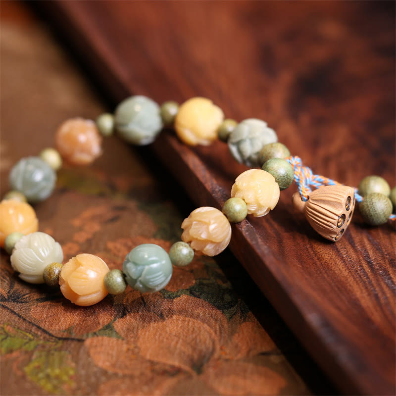 KarmaRipple's Bodhi Seed Lotus Green Sandalwood Wisdom Balance Bracelet p3
