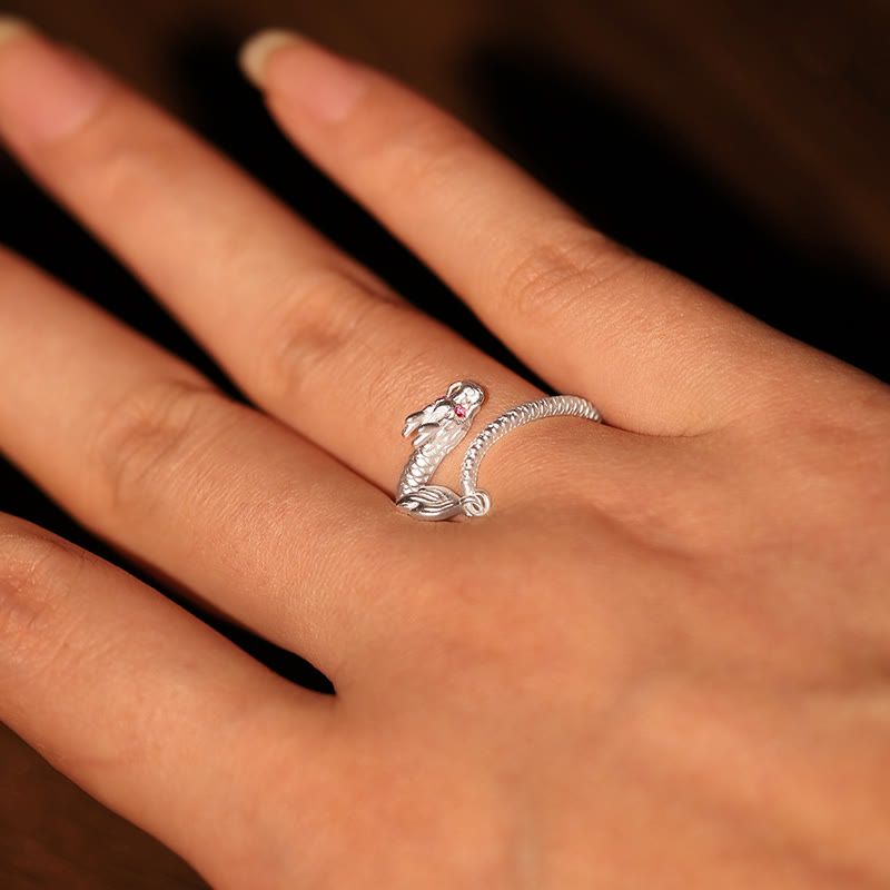 KarmaRipple's 925 Sterling Silver Vintage Year of the Dragon Fortune Protection Strength Adjustable Ring p18