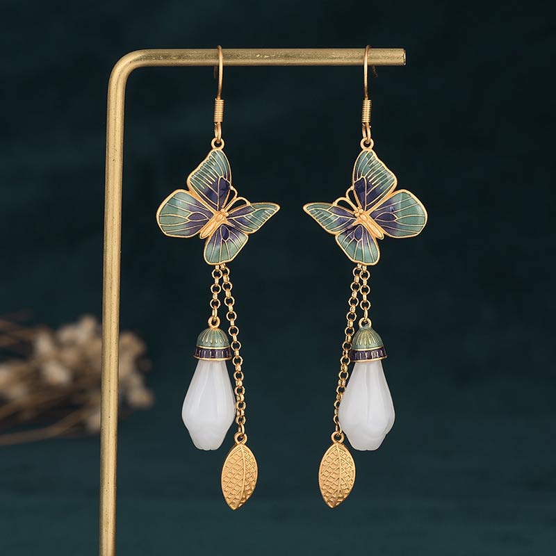 KarmaRipple's FengShui Ivory Jade Fortune Earrings p2